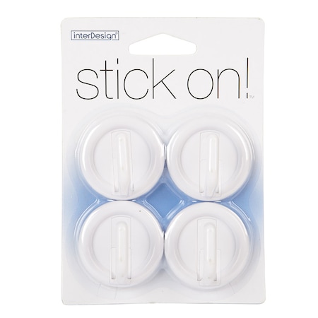 Interdesign iDesign 1 in. L White Plastic Small stick on Hook 4 pk 15001